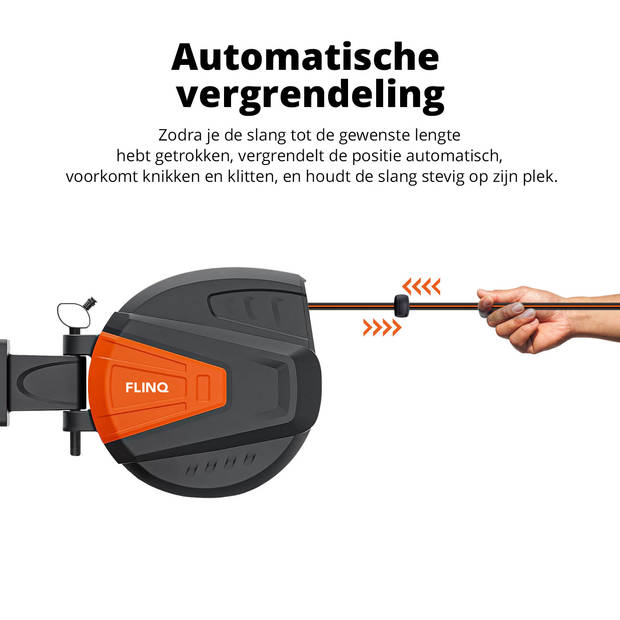 FlinQ Tuinslanghaspel 10M - Automatische oprol functie - 180° draaibaar - 9 sproeistanden