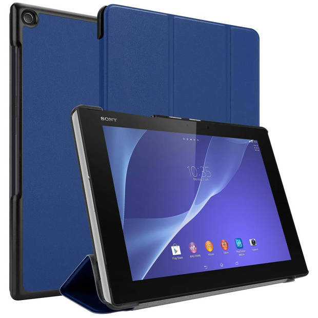 Cadorabo Tablet Hoesje geschikt voor Sony Xperia Tablet Z2 (10.1 inch) Case in JERSEY DONKER BLAUW - Beschermhoes Cover