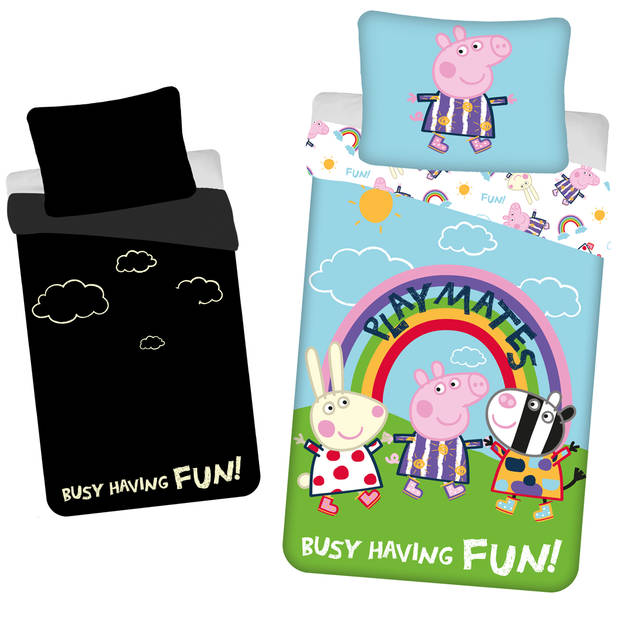 Peppa Pig Dekbedovertrek Glow in the Dark Playmates - Eenpersoons - 140 x 200 cm - Katoen