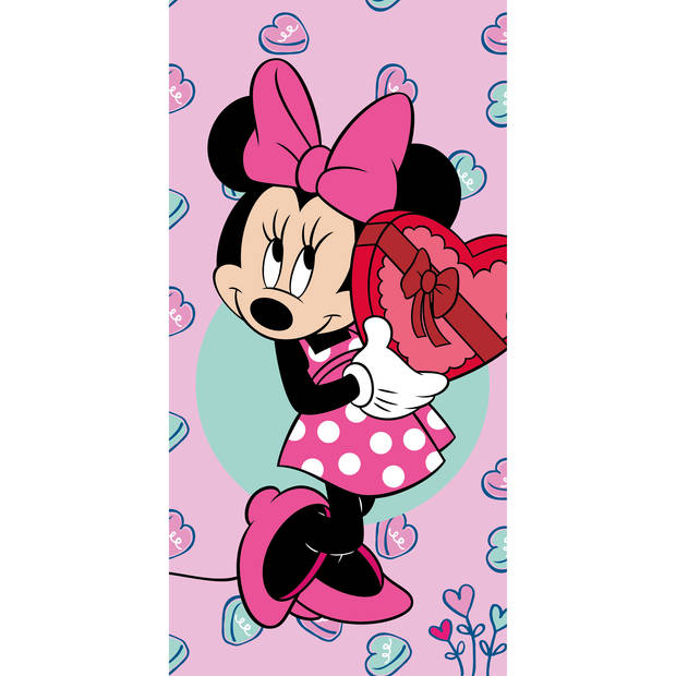 Disney Minnie Mouse Strandlaken Heart - 70 x 140 cm - Katoen