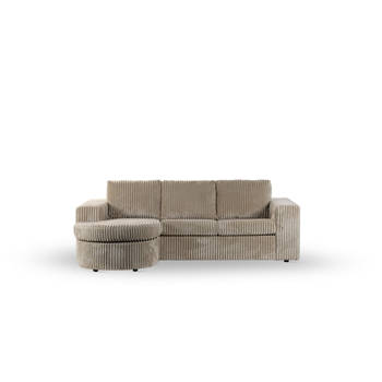 Giga Meubel - Hoekbank 3-Zits Vierkant - Ribstof Beige - 227x156x83cm - Tillia