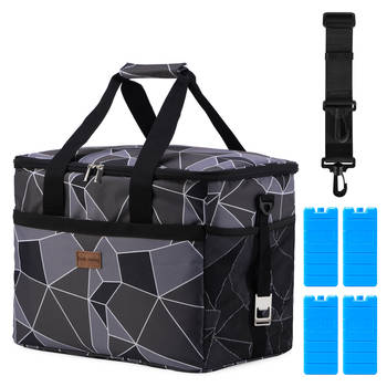 Packaway 4 Laags Geïsoleerde Koeltas - Lunchtas 30 liter - Abstract Zwart Grijs