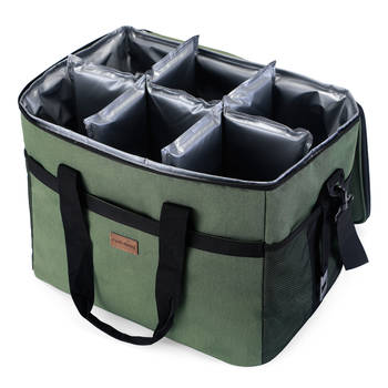 Packaway 4 Laags Geïsoleerde Koeltas - Lunchtas 40 liter - Inclusief Divider - Groen