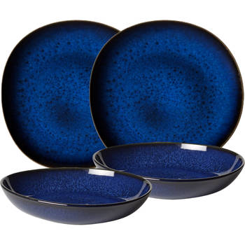 Villeroy & Boch Serviesset Lave - Blauw - 4-delig / 2 personen