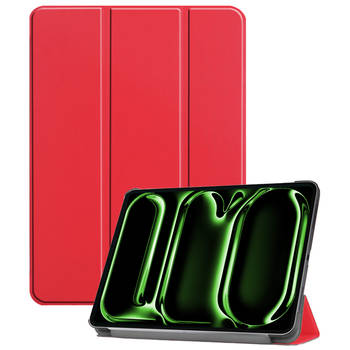 Basey Apple iPad Pro 13 (2024) Hoesje Kunstleer Hoes Case Cover -Rood