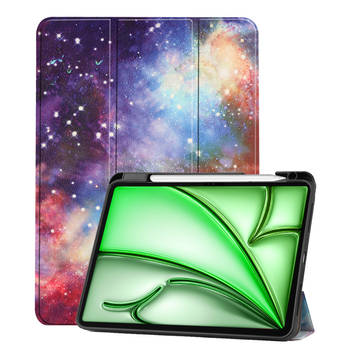 Basey iPad Air 2024 Hoes Book Case Hoesje Met Uitsparing Apple Pencil - iPad Air 6 (13 inch) Hoesje Cover Case - Galaxy