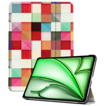 Basey Apple iPad Air 6 11 (2024) Hoesje Kunstleer Hoes Case Cover -Blokken