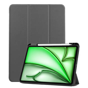 Basey iPad Air 2024 Hoes Book Case Hoesje Met Uitsparing Apple Pencil - iPad Air 6 (11 inch) Hoesje Cover Case - Grijs