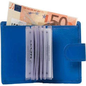 Pasjeshouder - Muntgeldvak - Papiergeld - Leer - Metaalblauw