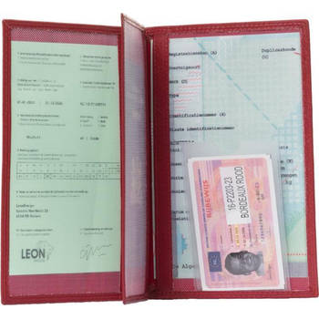 Autopapieren mapje - Compact - Leer - Bordeaux rood