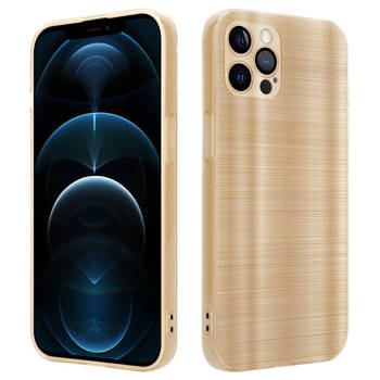 Cadorabo Hoesje geschikt voor Apple iPhone 12 PRO MAX in Brushed Goud - Beschermhoes Case Cover TPU silicone