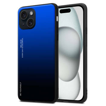 Cadorabo Hoesje geschikt voor Apple iPhone 15 PLUS in BLAUW - ZWART - Tweekleurige beschermhoes TPU-silicone Case Cover