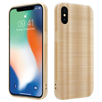 Cadorabo Hoesje geschikt voor Apple iPhone X / XS in Brushed Goud - Beschermhoes Case Cover TPU silicone