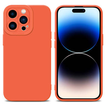 Cadorabo Hoesje geschikt voor Apple iPhone 14 PRO in FLUID ORANJE - Beschermhoes TPU silicone Cover Case