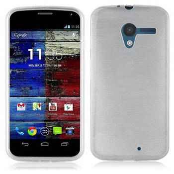 Cadorabo Hoesje geschikt voor Motorola MOTO X in ZILVER - Beschermhoes TPU silicone Case Cover Brushed