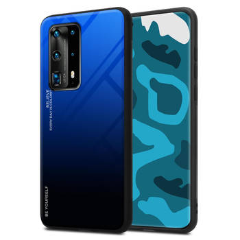 Cadorabo Hoesje geschikt voor Huawei P40 PRO / P40 PRO+ in BLAUW - ZWART - Tweekleurige beschermhoes TPU-silicone Case