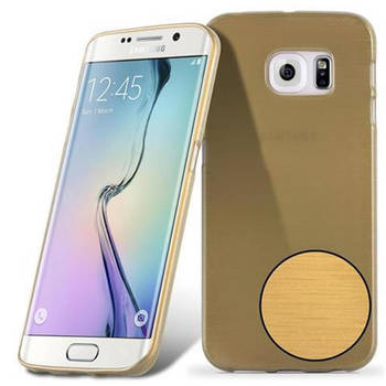 Cadorabo Hoesje geschikt voor Samsung Galaxy S6 EDGE in GOUD - Beschermhoes TPU silicone Case Cover Brushed