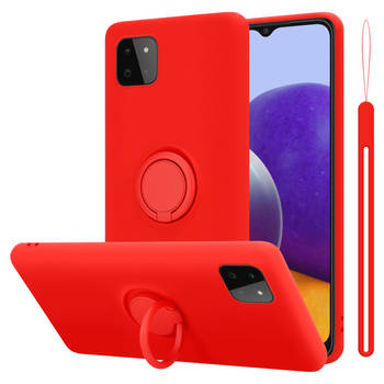 Cadorabo Hoesje geschikt voor Samsung Galaxy A22 5G in LIQUID ROOD - Beschermhoes van TPU silicone Case Cover met ring