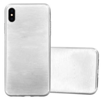 Cadorabo Hoesje geschikt voor Apple iPhone XS MAX in ZILVER - Beschermhoes TPU silicone Case Cover Brushed
