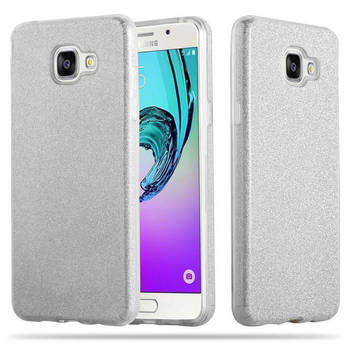 Cadorabo Hoesje geschikt voor Samsung Galaxy A3 2017 in STAR STOF ZILVER - TPU Silicone Case Cover beschermhoes Glitter