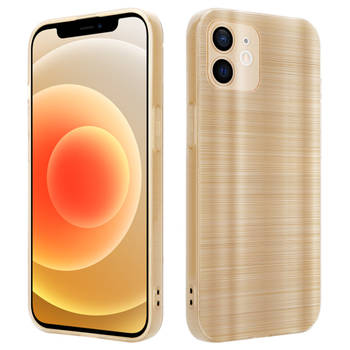 Cadorabo Hoesje geschikt voor Apple iPhone 12 in Brushed Goud - Beschermhoes Case Cover TPU silicone