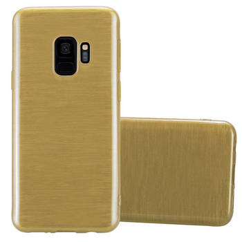 Cadorabo Hoesje geschikt voor Samsung Galaxy S9 in GOUD - Beschermhoes TPU silicone Case Cover Brushed
