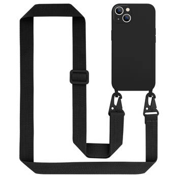 Cadorabo Mobiele telefoon ketting geschikt voor Apple iPhone 14 Hoesje in LIQUID ZWART - Silicone beschermhoes