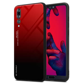 Cadorabo Hoesje geschikt voor Huawei P20 PRO / P20 PLUS in ROOD - ZWART - Tweekleurige beschermhoes TPU-silicone Case