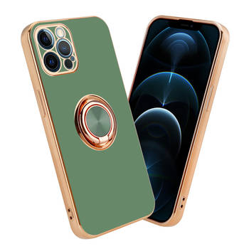 Cadorabo Hoesje geschikt voor Apple iPhone 12 PRO in Glossy Licht Groen - Goud - Beschermhoes Camerabescherming