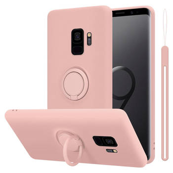 Cadorabo Hoesje geschikt voor Samsung Galaxy S9 in LIQUID ROZE - Beschermhoes van TPU silicone Case Cover met ring