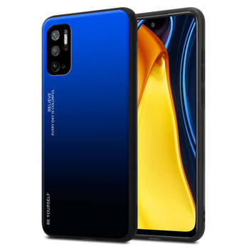 Cadorabo Hoesje geschikt voor Xiaomi RedMi NOTE 10 5G / POCO M3 PRO 5G in BLAUW - ZWART - Tweekleurige beschermhoes