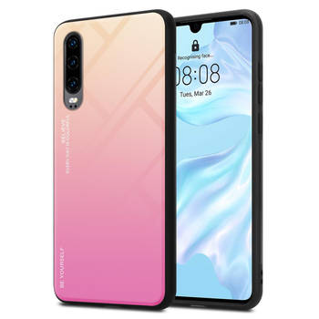 Cadorabo Hoesje geschikt voor Huawei P30 in GEEL - ROZE - Tweekleurige beschermhoes TPU-silicone Case Cover