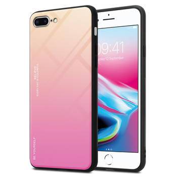 Cadorabo Hoesje geschikt voor Apple iPhone 7 PLUS / 7S PLUS / 8 PLUS in GEEL - ROZE - Tweekleurige beschermhoes