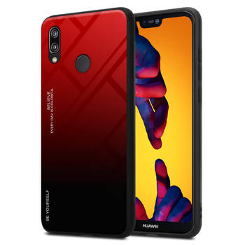 Cadorabo Hoesje geschikt voor Huawei P20 LITE 2018 / NOVA 3E in ROOD - ZWART - Tweekleurige beschermhoes TPU-silicone