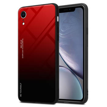 Cadorabo Hoesje geschikt voor Apple iPhone XR in ROOD - ZWART - Tweekleurige beschermhoes TPU-silicone Case Cover