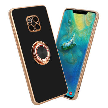 Cadorabo Hoesje geschikt voor Huawei MATE 20 PRO in Glossy Zwart - Goud - Beschermhoes Camerabescherming magnetische