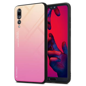 Cadorabo Hoesje geschikt voor Huawei P20 PRO / P20 PLUS in GEEL - ROZE - Tweekleurige beschermhoes TPU-silicone Case