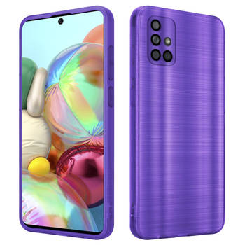 Cadorabo Hoesje geschikt voor Samsung Galaxy A71 4G in Brushed Paars - Beschermhoes Case Cover TPU silicone