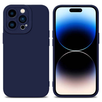 Cadorabo Hoesje geschikt voor Apple iPhone 14 PRO in FLUID DONKER BLAUW - Beschermhoes TPU silicone Cover Case