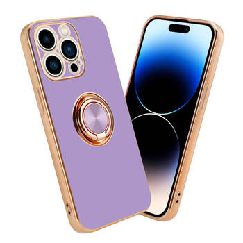 Cadorabo Hoesje geschikt voor Apple iPhone 14 PRO MAX in Glossy Licht Paars - Goud - Beschermhoes Camerabescherming