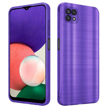 Cadorabo Hoesje geschikt voor Samsung Galaxy A22 5G in Brushed Paars - Beschermhoes Case Cover TPU silicone