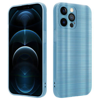 Cadorabo Hoesje geschikt voor Apple iPhone 12 PRO in Brushed Turqoise - Beschermhoes Case Cover TPU silicone