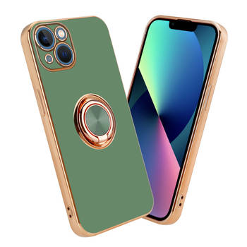 Cadorabo Hoesje geschikt voor Apple iPhone 14 PLUS in Glossy Licht Groen - Goud - Beschermhoes Camerabescherming