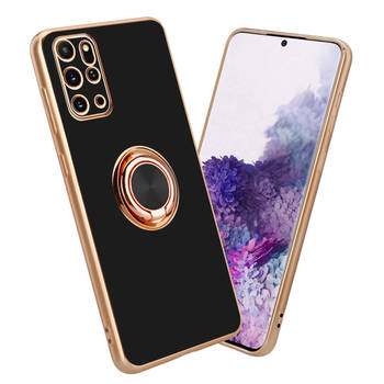 Cadorabo Hoesje geschikt voor Samsung Galaxy S20 PLUS in Glossy Zwart - Goud - Beschermhoes Camerabescherming