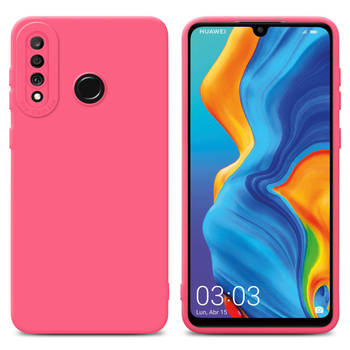 Cadorabo Hoesje geschikt voor Huawei P30 LITE in FLUID ROOD - Beschermhoes TPU silicone Cover Case