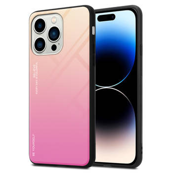 Cadorabo Hoesje geschikt voor Apple iPhone 14 PRO in GEEL - ROZE - Tweekleurige beschermhoes TPU-silicone Case Cover