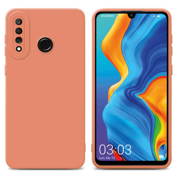 Cadorabo Hoesje geschikt voor Huawei P30 LITE in FLUID LICHT ORANJE - Beschermhoes TPU silicone Cover Case