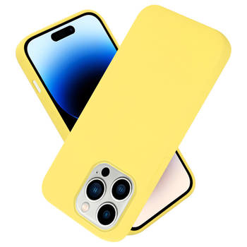 Cadorabo Hoesje geschikt voor Apple iPhone 14 PRO MAX Case in LIQUID GEEL - Beschermhoes TPU silicone Cover