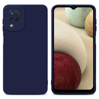 Cadorabo Hoesje geschikt voor Samsung Galaxy A12 / M12 in FLUID DONKER BLAUW - Beschermhoes TPU silicone Cover Case