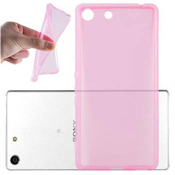 Cadorabo Hoesje geschikt voor Sony Xperia M5 in TRANSPARANT ROZE - Beschermhoes Cover gemaakt van TPU Silicone Case